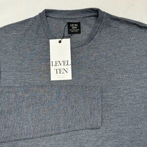 NEW Level Ten Mens Knit Casual Long Sleeve Shirt S Premium Blue Crew Neck NWT